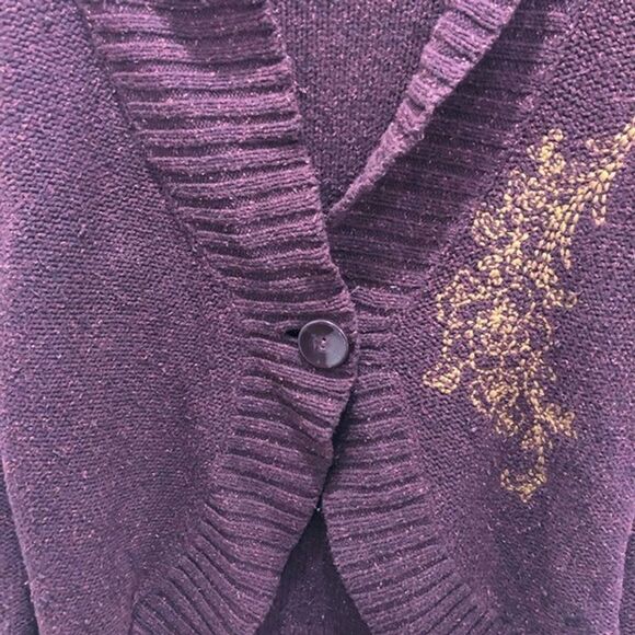 Eddie Bauer Burgundy‎ Embroidered Cardigan Size M - Picture 3 of 5